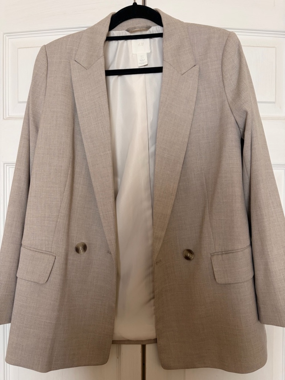 H&M Beige Tailored Double-Button Blazer